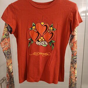 Original Ed Hardy Tee with Mesh  Sleeves